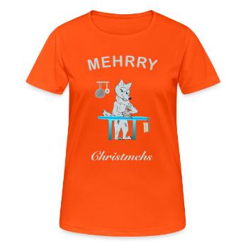 Mehrry Christmas, Cult Wolf - Women's Breathable T-Shirt - neon orange - Front - AI Model Female 172 dark (172cm)
