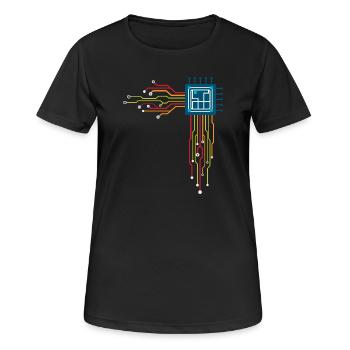 Computer chip - Creative illustration - Women's Breathable T-Shirt - black - Front - AI Model Female 172 light (172cm)