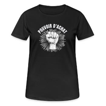 pouvoir d'achat, lutte des classes, factures - T-shirt respirant Femme - noir - Devant - AI Model Female 172 light (172cm)