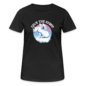 Die Nashörner retten| Nashorn - Frauen T-Shirt atmungsaktiv - Schwarz - Vorne - AI Model Female 172 light (172cm)