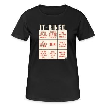 IT Support Bingo Service Desk IT Helpdesk Sysadmin - Frauen T-Shirt atmungsaktiv - Schwarz - Vorne - AI Model Female 172 light (172cm)