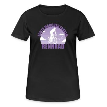 Echte Mädchen fahren Rennrad! Fahrrad Geschenk - Frauen T-Shirt atmungsaktiv - Schwarz - Vorne - AI Model Female 172 light (172cm)