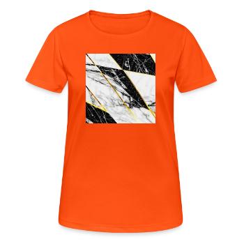 Marbre Noir Blanc Or Mosaïque Géométrique - T-shirt respirant Femme - orange néon - Devant - AI Model Female 172 dark (172cm)