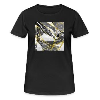 Marmor Schwarz Gold Geometrische Textur - Frauen T-Shirt atmungsaktiv - Schwarz - Vorne - AI Model Female 172 light (172cm)
