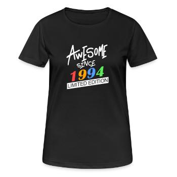 1994 - Jahrgang 1994 - Geburtsjahr 1994 - Frauen T-Shirt atmungsaktiv - Schwarz - Vorne - AI Model Female 172 light (172cm)