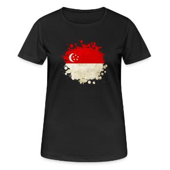 Singapore flag design - Women's Breathable T-Shirt - black - Front - AI Model Female 172 light (172cm)