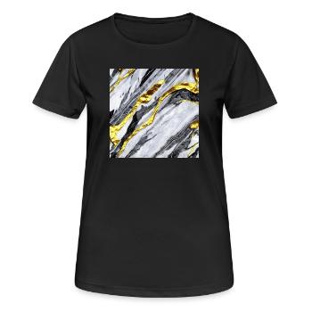 Structure en marbre or - T-shirt respirant Femme - noir - Devant - AI Model Female 172 light (172cm)
