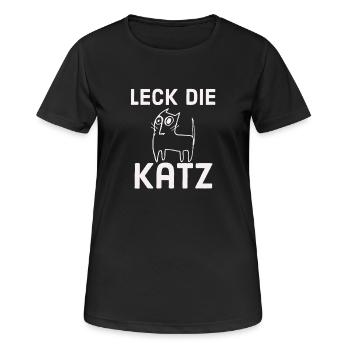Leck die Katz - Frauen T-Shirt atmungsaktiv - Schwarz - Vorne - AI Model Female 172 light (172cm)