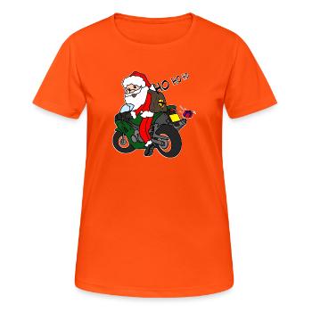 Père Noël de Noël à moto avec des cadeaux - T-shirt respirant Femme - orange néon - Devant - AI Model Female 172 dark (172cm)