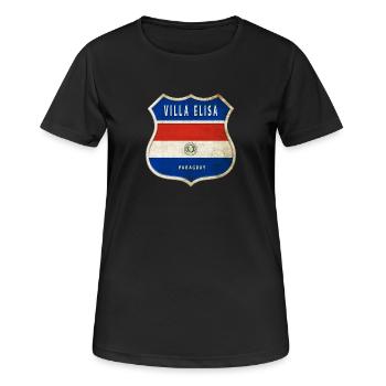 Armoiries du drapeau du Paraguay de la Villa Elisa - T-shirt respirant Femme - noir - Devant - AI Model Female 172 light (172cm)