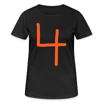 4 Numéro quatre numéro orange anniversaire - T-shirt respirant Femme - noir - Devant - AI Model Female 172 light (172cm)
