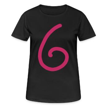 6 Numéro six Numéro Anniversaire - T-shirt respirant Femme - noir - Devant - AI Model Female 172 light (172cm)