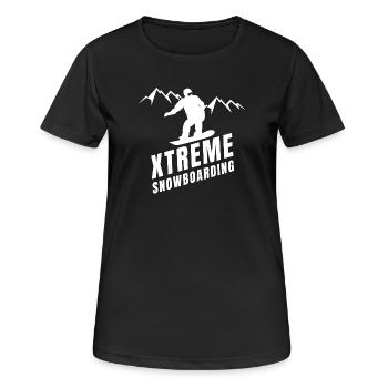 Skifahren, Snowboarden, Wintersport - Frauen T-Shirt atmungsaktiv - Schwarz - Vorne - AI Model Female 172 light (172cm)
