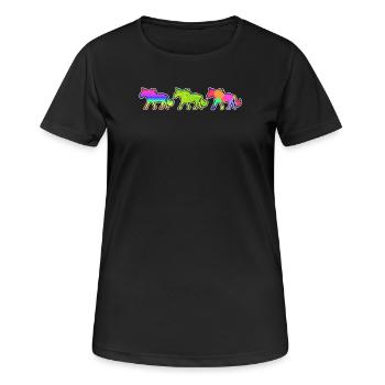 Pferde Galopp Fohlen Islandpferde Pferdeliebe - Frauen T-Shirt atmungsaktiv - Schwarz - Vorne - AI Model Female 172 light (172cm)
