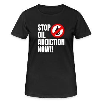 Arrêtez la dépendance au pétrole maintenant - T-shirt respirant Femme - noir - Devant - AI Model Female 172 light (172cm)