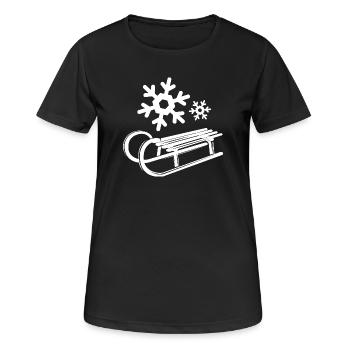 Flocons de neige Symbole Cristaux Traîneau - T-shirt respirant Femme - noir - Devant - AI Model Female 172 light (172cm)