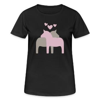 Dalapferd Herzen skandinavisch Weihnachten Liebe - Frauen T-Shirt atmungsaktiv - Schwarz - Vorne - AI Model Female 172 light (172cm)