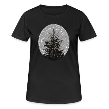 sapin de Noël illuminé dans la neige - T-shirt respirant Femme - noir - Devant - AI Model Female 172 light (172cm)