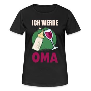 ICH WERDE OMA Geschenke zur Geburt des Enkelkindes - Frauen T-Shirt atmungsaktiv - Schwarz - Vorne - AI Model Female 172 light (172cm)