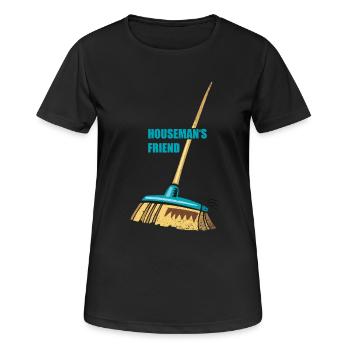 broom housemans friend | Besen - Frauen T-Shirt atmungsaktiv - Schwarz - Vorne - AI Model Female 172 light (172cm)