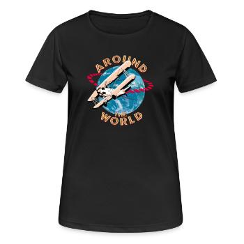 Around the world by plane - Women's Breathable T-Shirt - black - Front - AI Model Female 172 light (172cm)