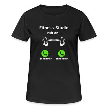 Fitness Studio ruft an - annehmen oder annehmen? - Frauen T-Shirt atmungsaktiv - Schwarz - Vorne - AI Model Female 172 light (172cm)