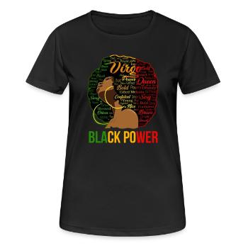 Afro Power Word Cloud Portrait - Women's Breathable T-Shirt - black - Front - AI Model Female 172 light (172cm)