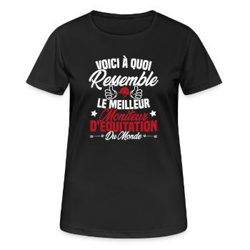 Le meilleur moniteur d'équitation du monde - T-shirt respirant Femme - noir - Devant - AI Model Female 172 light (172cm)