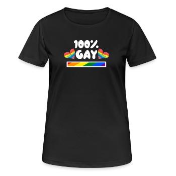 Coeur Déclaration LGBT Sexualité Gay Bisexuel - T-shirt respirant Femme - noir - Devant - AI Model Female 172 light (172cm)