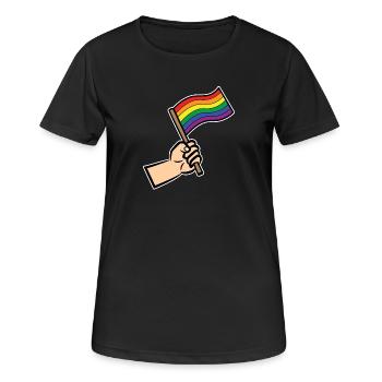 Regenbogenfahne Menschenrechte Lgbt Sexualität - Frauen T-Shirt atmungsaktiv - Schwarz - Vorne - AI Model Female 172 light (172cm)