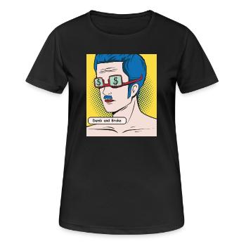 Portrait de Popart Stupide et Fauché - T-shirt respirant Femme - noir - Devant - AI Model Female 172 light (172cm)