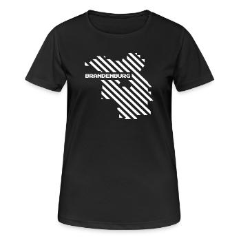 Brandebourg Carte - T-shirt respirant Femme - noir - Devant - AI Model Female 172 light (172cm)