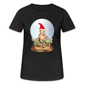 schöne nostalgische Schneekugel mit Teddybär - Frauen T-Shirt atmungsaktiv - Schwarz - Vorne - AI Model Female 172 light (172cm)