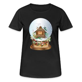 beautiful nostalgic snow globe with log cabin - Women's Breathable T-Shirt - black - Front - AI Model Female 172 light (172cm)