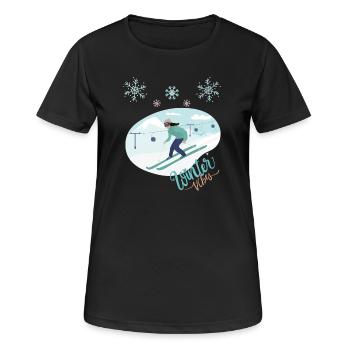 Winter Vibes - Skiing Winter Sports - Frauen T-Shirt atmungsaktiv - Schwarz - Vorne - AI Model Female 172 light (172cm)
