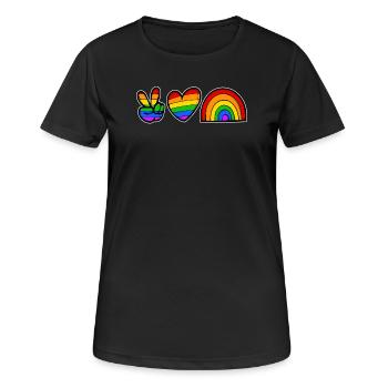 Sexualité Lgbt Heart Love Rainbow Bisexual - T-shirt respirant Femme - noir - Devant - AI Model Female 172 light (172cm)