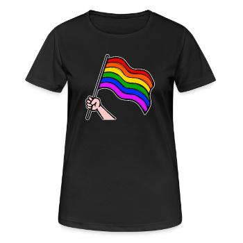 Lesben Bisexuell Lgbt Regenbogenfahne Parade - Frauen T-Shirt atmungsaktiv - Schwarz - Vorne - AI Model Female 172 light (172cm)