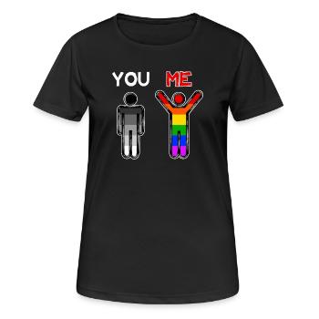 Partenariat homosexuel Relation LGBT - T-shirt respirant Femme - noir - Devant - AI Model Female 172 light (172cm)