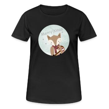 renard doré pour Noël avec canne à sucre - T-shirt respirant Femme - noir - Devant - AI Model Female 172 light (172cm)