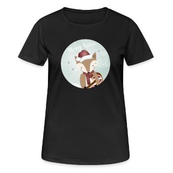 renard doré pour Noël avec canne à sucre - T-shirt respirant Femme - noir - Devant - AI Model Female 172 light (172cm)