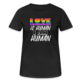 Menschenrechte Lgbt Liebe Herz Statement Homo - Frauen T-Shirt atmungsaktiv - Schwarz - Vorne - AI Model Female 172 light (172cm)