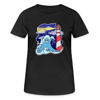 Phare Côte Mer Mer - T-shirt respirant Femme - noir - Devant - AI Model Female 172 light (172cm)