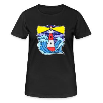 Phare Côte Mer Mer - T-shirt respirant Femme - noir - Devant - AI Model Female 172 light (172cm)
