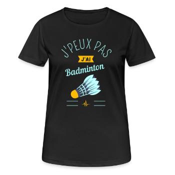 J Peux pas j ai Badminton jaune - T-shirt respirant Femme - noir - Devant - AI Model Female 172 light (172cm)