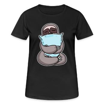 Faultier mit Kissen - Frauen T-Shirt atmungsaktiv - Schwarz - Vorne - AI Model Female 172 light (172cm)