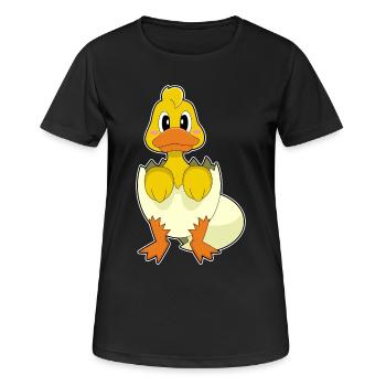 Ente Eierschale - Frauen T-Shirt atmungsaktiv - Schwarz - Vorne - AI Model Female 172 light (172cm)