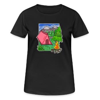 Camping Camping Motif - Women's Breathable T-Shirt - black - Front - AI Model Female 172 light (172cm)