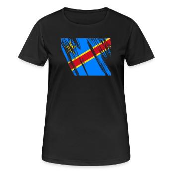Kongo Flagge - Frauen T-Shirt atmungsaktiv - Schwarz - Vorne - AI Model Female 172 light (172cm)