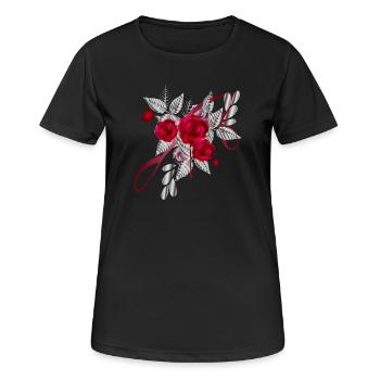 Bouquet argenté de la Saint-Valentin avec des roses - T-shirt respirant Femme - noir - Devant - AI Model Female 172 light (172cm)
