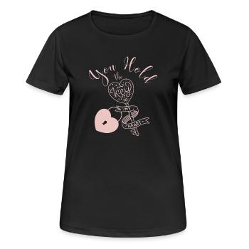 You hold the key to my heart - Valentines T-Shirt - Frauen T-Shirt atmungsaktiv - Schwarz - Vorne - AI Model Female 172 light (172cm)